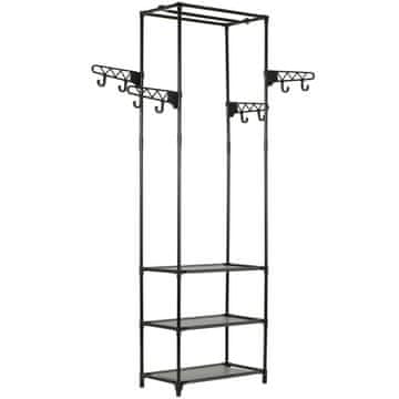 Vidaxl vidaXL Stojalo za oblačila jeklo in netkano blago 55 x 28,5 x 175 cm črne barve