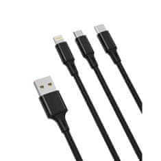 XO Kabel NB173 3in1 USB - Lightning + USB-C + microUSB 1,2 m črn