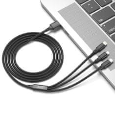 XO Kabel NB173 3in1 USB - Lightning + USB-C + microUSB 1,2 m črn