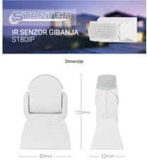 GENWAY IR senzor gibanja 180°, zaznavanje 12m, rele 1200w nastavljiv