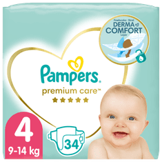 Pampers Premium Care plenice, vel. 4, 9 kg–14 kg, 34 kosov