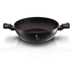 Berlingerhaus Ponev WOK s pokrovom in marmornato površino 30 cm Black Silver Collection BH-7113