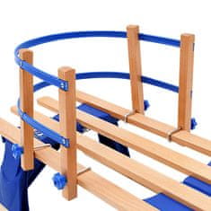 Vidaxl Zložljive snežne sani z naslonjalom iz lesa 110 cm
