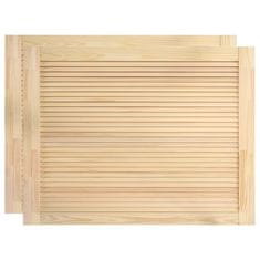Vidaxl Vrata z letvicami 2 kosa trdna borovina 39,5x59,4 cm