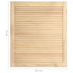 Vidaxl Vrata z letvicami 2 kosa trdna borovina 69x59,4 cm
