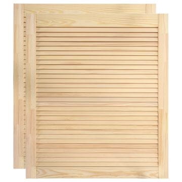 Vidaxl Vrata za omarico z letvicami 2 kosa 69x59,4 cm trdna borovina