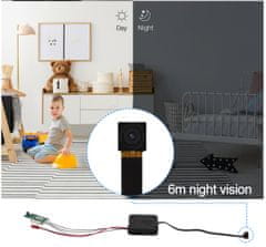 KJB Mikro WiFi kamera za oddaljen audio video nadzor z nočnim vidom in mikrofonom, primerna za vgradnjo v vsakdanje predmete, snemanje na 128GB spomina, dostop do posnetkov na daljavo