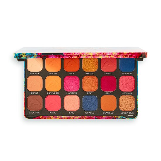 Makeup Revolution Forever Flawless Hydra Lidschatten-Palette „Dolphin“ – 18 Farben, Wasserbasierte Formel Für Intensive Farben