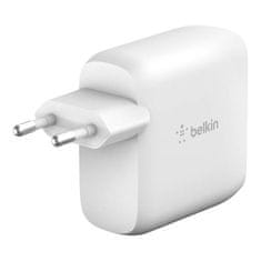 Belkin dvojni stenski polnilnik, USB-C, PD, GaN, 68W (WCH003vfWH)