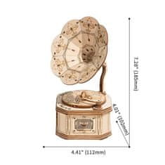 Robotime Gramofon, Lesena 3D sestavljanka, (TG408)