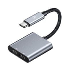 Mcdodo Adapter USB-C na 2xUSB-C siv