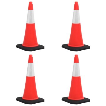 Vidaxl Odsevni prometni stožci z močnimi podstavki 4 kosi 75 cm