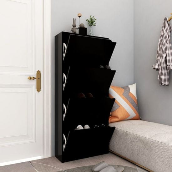 shumee Omarica za čevlje s 4 vrati črna 59x24x136 cm iverna plošča