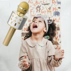 Manta MIC10-G karaoke mikrofon + zvočnik, Bluetooth, USB, microSD, zlat