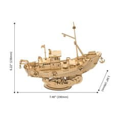 Robotime Ribiška ladja, Lesena 3D sestavljanka, (TG308)