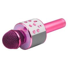 Manta MIC11-PK brezžični mikrofon z zvočnikom, Bluetooth, USB, microSD, roza