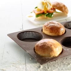 Lekué Silikonski pekač okroglih žemljice Bread Rolls 8cm / 6-delni / rjav / silikon