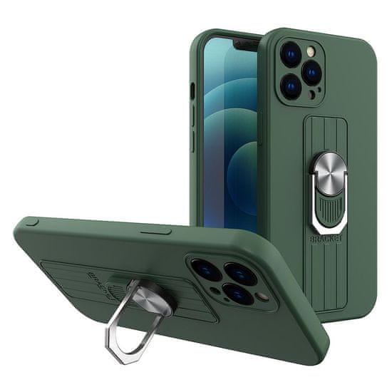 slomart Ring Case silikonski ovitek s prstnim oprijemom in stojalom za Xiaomi Redmi 10X 4G / Xiaomi Redmi Note 9 dark green