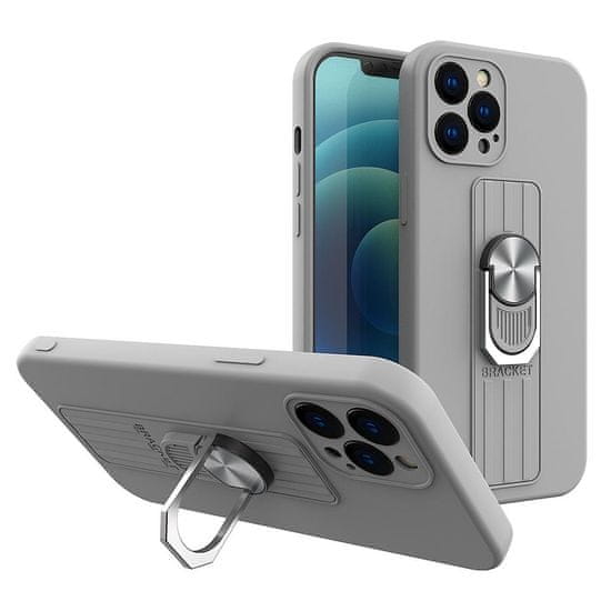 slomart Obročno ohišje Silikonsko ohišje s prstnim oprijemom in stojalom za iPhone SE 2022 / SE 2020 / iPhone 8 / iPhone 7 srebrno