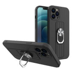 slomart Ring Case silikonski ovitek s prstnim oprijemom in stojalom za iPhone 11 Pro črn