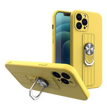 HURTEL Hurtel Ring Case silikonski ovitek z oporočno prstanko za iPhone 12 mini, rumena