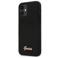 Guess GUHCP12SLSLMGBK iPhone 12 mini 5,4", črna/čarna trda torbica Silikonski logotip Script Gold