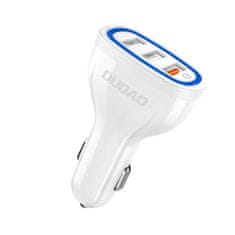 DUDAO Avtomobilski polnilec 3x USB Quick Charge 3.0 QC3.0 2,4A 18W bele barve