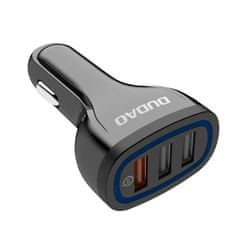 DUDAO Avtomobilski polnilec 3x USB Quick Charge 3.0 QC3.0 2,4A 18W črn
