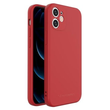 WOZINSKY barvno ohišje silikonsko prilagodljivo trajno ohišje iphone 12 mini rdeče