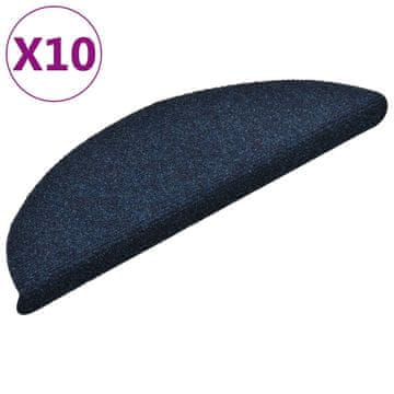 Vidaxl Preproge za stopnice samolepilne 10 kosov 56x17x3 cm temno modre polkrožne