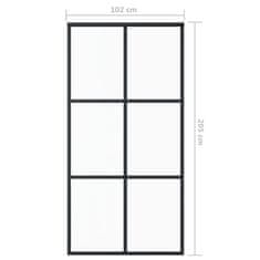 Vidaxl Drsna vrata ESG steklo in aluminij 102x205 cm črna