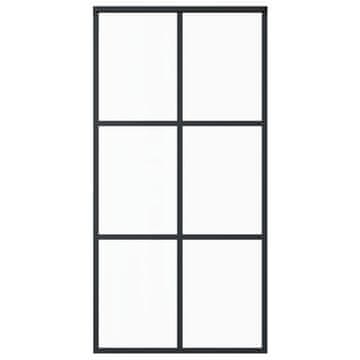 Vidaxl Drsna vrata ESG steklo in aluminij 102x205 cm črna