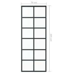 Vidaxl Drsna vrata z opremo ESG steklo in aluminij 76x205 cm
