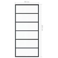 Vidaxl Drsna vrata z opremo ESG steklo in aluminij 90x205 cm