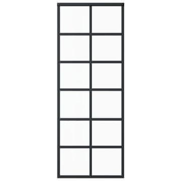 Vidaxl Drsna vrata ESG steklo in aluminij 76x205 cm črna