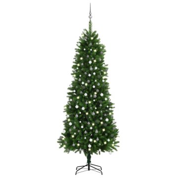 Vidaxl Umetna osvetljena novoletna jelka z bunkicami 240 cm zelena