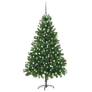 Vidaxl Umetna osvetljena novoletna jelka z bunkicami 210 cm zelena