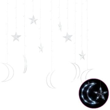 Vidaxl Okrasne lučke zvezde in lune z daljincem 138 LED hladno bele