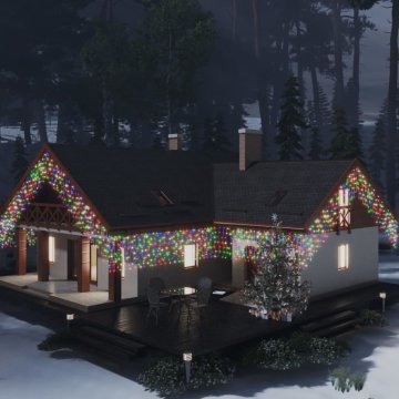 Vidaxl LED zavesa ledene sveče 10 m 400 večbarvnih LED lučk 8 funkcij
