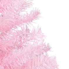 Greatstore Umetna novoletna jelka z LED lučkami in bučkami roza 240 cm