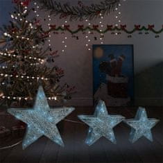 shumee Okrasne božične zvezde 3 kosi LED siva mreža zunanje/notranje