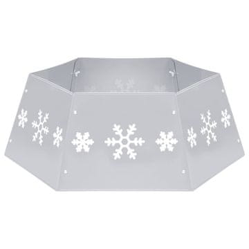 Vidaxl Podloga za novoletno jelko srebrna in bela Ø68x25 cm