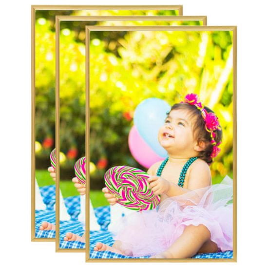 Vidaxl Foto okvirji 3 kosi stenski/namizni zlati 13x18 cm MDF
