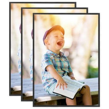 Vidaxl Foto okvirji 3 kosi namizni črni 15x21 cm MDF