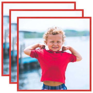 Vidaxl Foto okvirji 3 kosi namizni rdeči 20x20 cm MDF