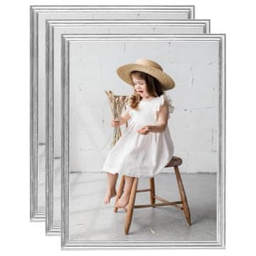 Vidaxl Foto okvirji 3 kosi stenski srebrni 40x50 cm MDF