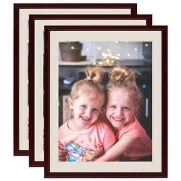 Vidaxl Foto okvirji 3 kosi namizni temno rdeči 18x24 cm