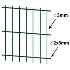 shumee 2D ograjni paneli, 2,008 x 1,23 m, 4 m, zeleni