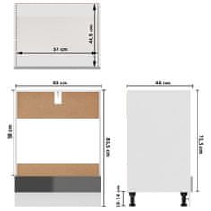 Vidaxl Omarica za pečico visok sijaj siva 60x46x81,5 cm iverna plošča