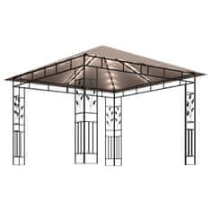 Vidaxl Paviljon s komarnikom in lučkami 3x3x2,73 m taupe 180 g/m2
